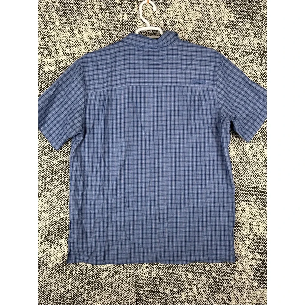Marmot Short Sleeve Button Up‎ Camp Shirt Mens XL Performance Blue Plaid Hike - Picture 3 of 9